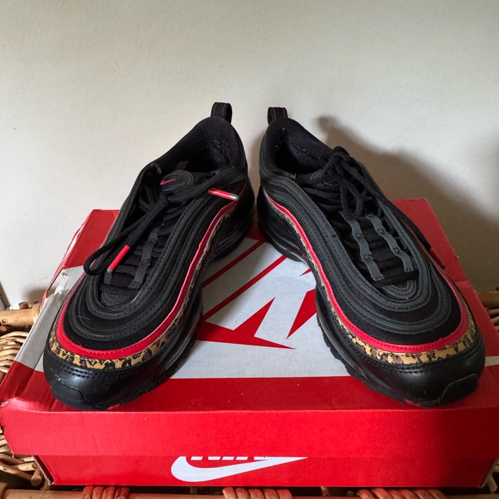 Nike Air Max 97 Black and Red with Leopard Print - Picture 7 of 10